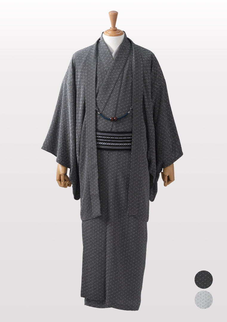 男性 二越ちりめん着物フルセット 紗綾形
