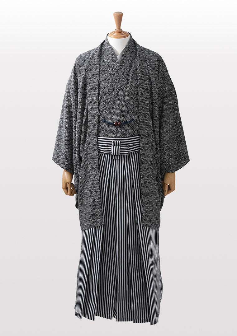 男性 二越ちりめん着物フルセット 紗綾形