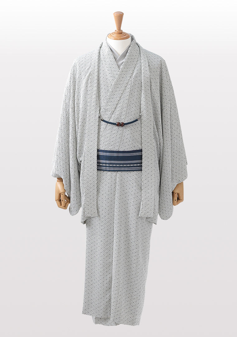 男性 二越ちりめん着物フルセット 紗綾形